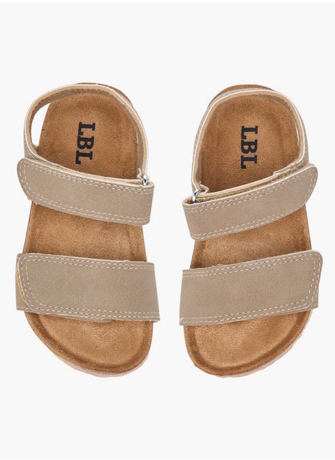 Solid Sandals with Hook and Loop Closure