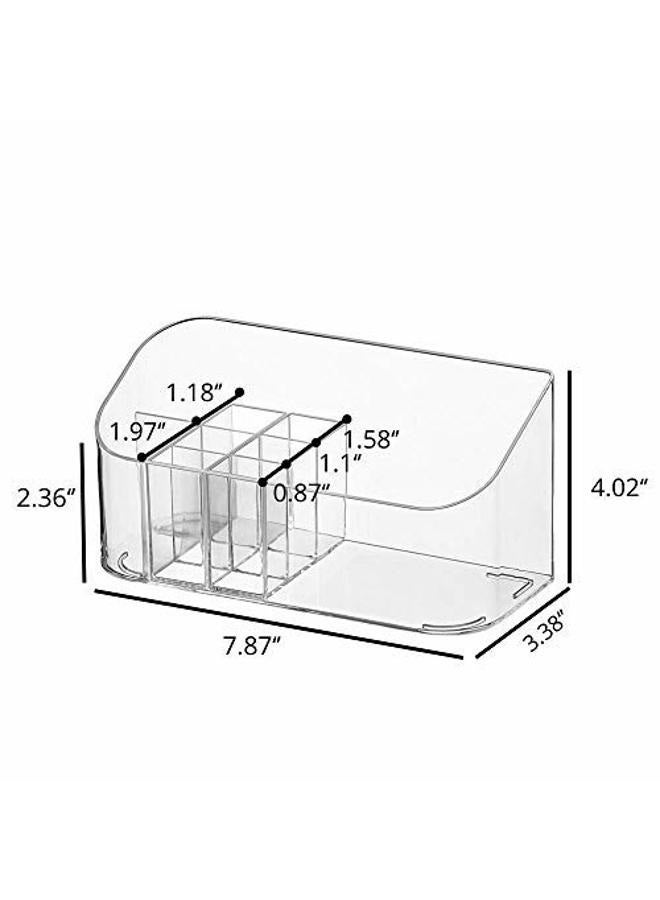 SUNFICON Makeup Tray Holder Organizer Cosmetic Display Case Tabletop Desktop Vanity Countertop Bathroom Wall Cabinet Medicine Storage Box 9 Dividers 2 Removable for Womens Ladies Girls Crystal Clear - Image 4