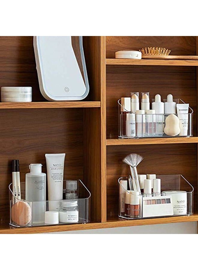 SUNFICON Makeup Tray Holder Organizer Cosmetic Display Case Tabletop Desktop Vanity Countertop Bathroom Wall Cabinet Medicine Storage Box 9 Dividers 2 Removable for Womens Ladies Girls Crystal Clear - Image 3