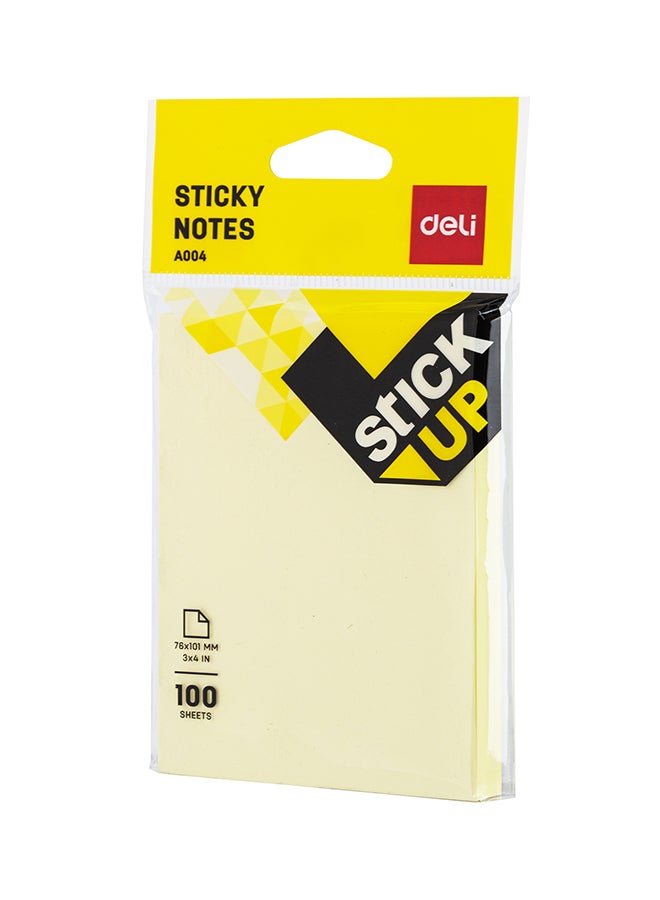 DELI STICKY NOTES 76×101MM 3"×4" 100 SHEETS YELLOW EA00452 - Image 1