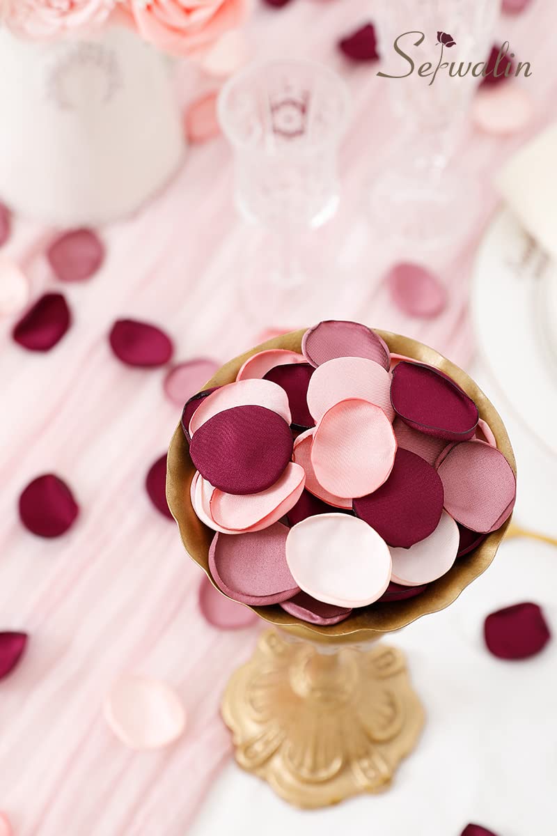 Serwalin 300pcs Silk Rose Petals Artificial Flower Petals for Weddings Burgundy Pink Petals Fake Petals Flower Girl Petals for Proposal Basket Aisle Runner Bridal Shower (4 Color Mixes) - Image 5