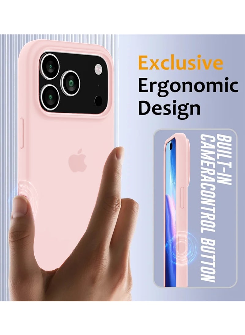 دبليو تيك غلاف هاتف أبل آيفون 17 برو ماكس 5G 2025 من السيليكون السائل بجودة متميزة (MCRPSN) - وردي فاتح - Image 5