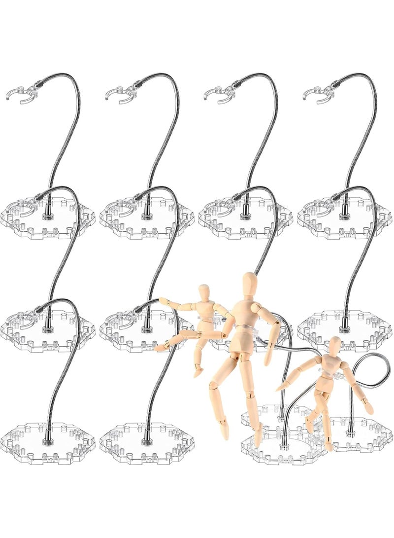 SYOSI Action Figure Stands, Adjustable Display Holder with Metal Support Arm and Base Compatible with 8 to 12 Inch Dolls HG RG 1/144 Figures Flexible Assembled Stand for Collectibles Display, 4 Pcs - Image 1