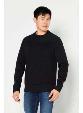 Michael Kors Men Round Neck Plain Long Sleeves Sweatshirt, Black  - Image 1