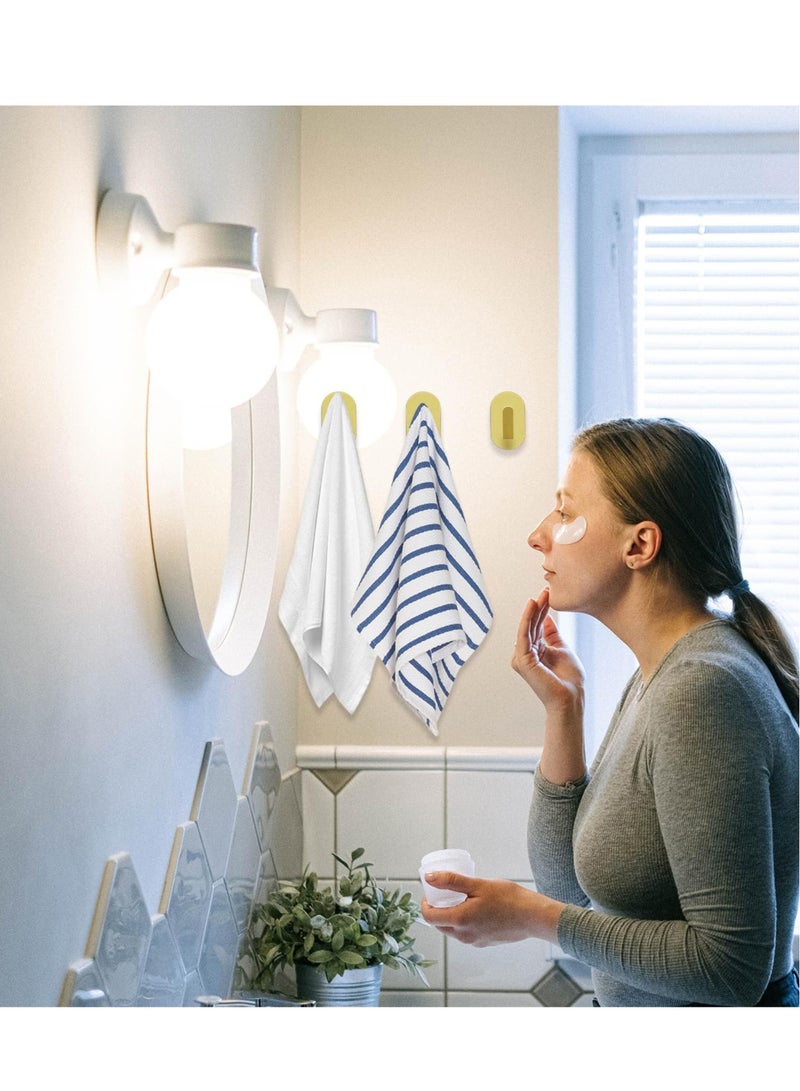 خطافات منشفة لاصقة عالية الجودة - 6 عبوات للح bathroom والمطبخ والزجاج والبلاط و miroir - لا تتطلب أدوات، حوامل رداء أنيقة ذهبية لتعليق سهل - Image 3