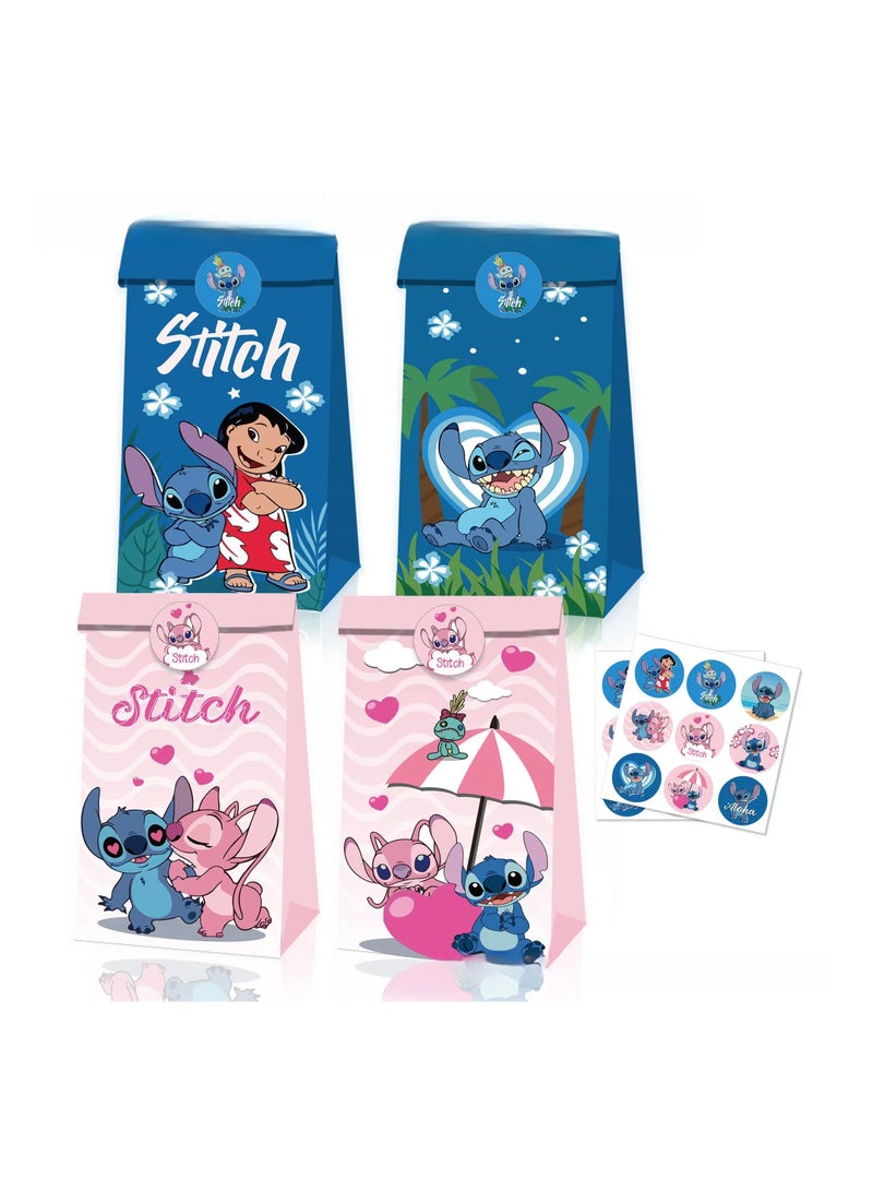 general 12pcs cartoon paper bag with handle with 18 stickers, kids girl birthday, party gift bag, party gift bag, gift bag, candy bag - Image 1