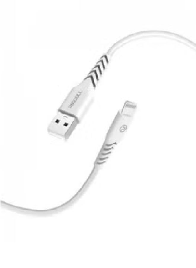 بايسيل كابل آيفون، بطول 120 سم، من ماركة Piecell الأمريكية، معتمد من Apple، مصنوع من الجلد الأبيض - Image 1