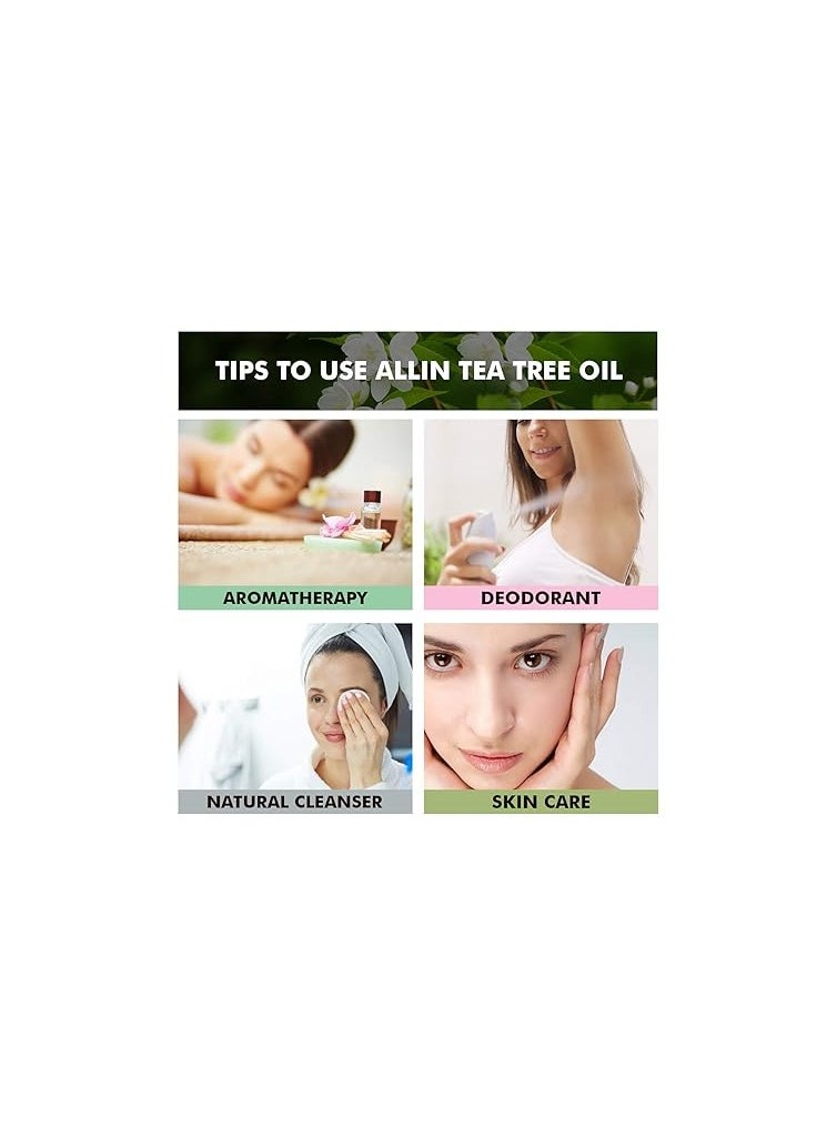 Allin Exporters Allin Exporters Tea Tree Essential Oil Undiluted Pure Aromatherapy Therapeutic Grade for Healthy Skin Hair Face  - Image 2