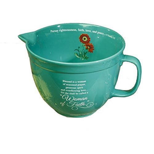 Abbey + CA Gift Abbey Gift Woman of Faith Ceramic Mixing Bowl,Blue,9.5 x 5.75 x 7.5" - Image 5