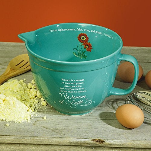 Abbey + CA Gift Abbey Gift Woman of Faith Ceramic Mixing Bowl,Blue,9.5 x 5.75 x 7.5" - Image 2