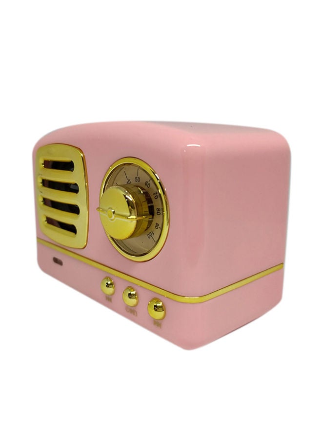 NIBEMINENT Retro Powerful Bass Mini Speaker Pink/Gold  - Image 3