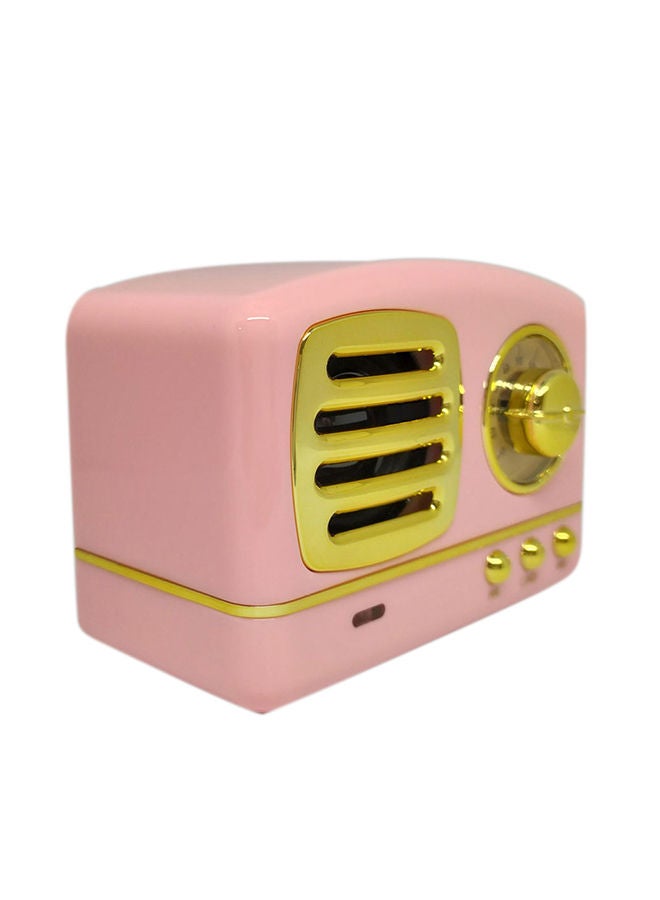NIBEMINENT Retro Powerful Bass Mini Speaker Pink/Gold  - Image 2