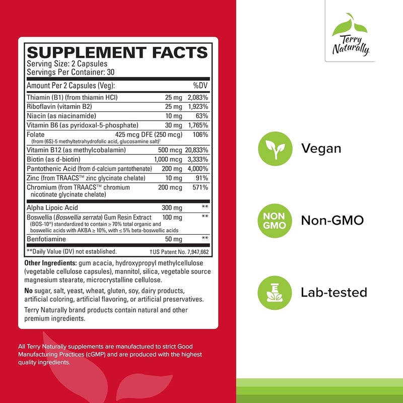 Terry Naturally تيري ناتشورالي صحي للأقدام الأعصاب مكمل عشبي مع فيتامين ب12 النشط دعم صحة الأعصاب 60 كبسولة عبوة من 2 - Image 2