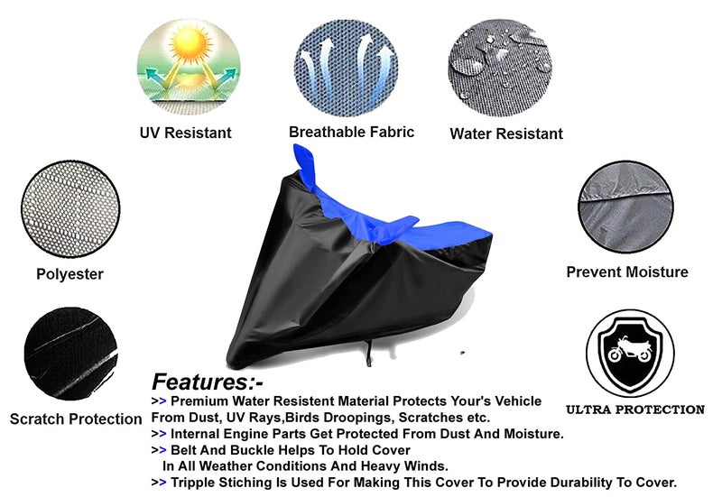 Aksmit Water Resistant Bike Cover Dustproof UV Protection Bike Body Cover Universal All-Weather Protection (Blue/Black) - Image 2