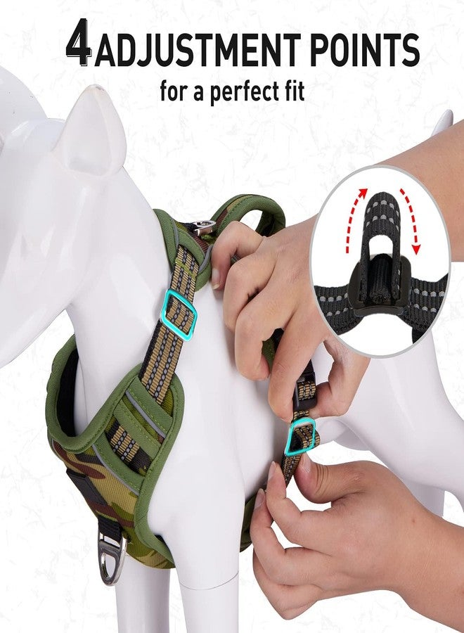 Genesis Dog Harness with Heavy Duty 5ft Dog Leash, Large Size Nylon 3M Reflective. Easy Control Chest Body No Pull Belt for Pets. Army Camo Adjustable Double Padded Vest. (Girth inch: 26” - 31”) - Image 4