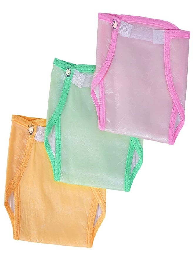 PIKIPOO Presents Baby Kids Soft PVC (Plastic) Diaper Joker Padded Baby Nappy Panty Training Pants with Inner & Outer Soft Plastic Reusable & Waterproof Multi (9-12 Months, Pink) - Image 1