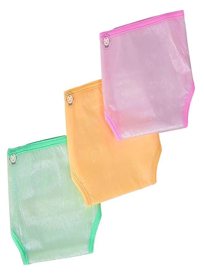 PIKIPOO Presents Baby Kids Soft PVC (Plastic) Diaper Joker Padded Baby Nappy Panty Training Pants with Inner & Outer Soft Plastic Reusable & Waterproof Multi (9-12 Months, Pink) - Image 3