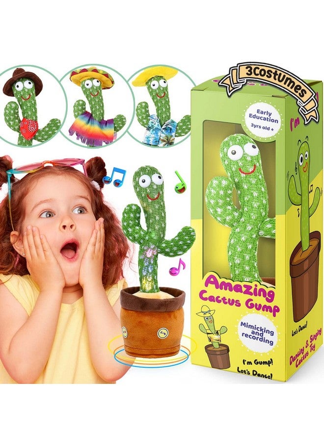 Mimoji Dancing Cactus, Talking Cactus Toy for Baby Cactus Toy Mimic Voice Recording Repeats What You Say | Gift for Toddlers/Kids (Rechargeable) (Rechareable with 3 Costumes) - Image 1