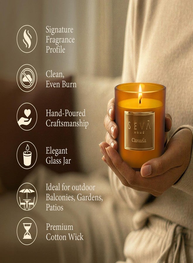 SEVA HOME Signature Scented Candle - Citronella | 35 Hour Burn | Natural Soy Wax | Fresh Citrus Aroma & Insect-Repelling | Outdoor & Indoor Décor | Premium Gift - Image 5
