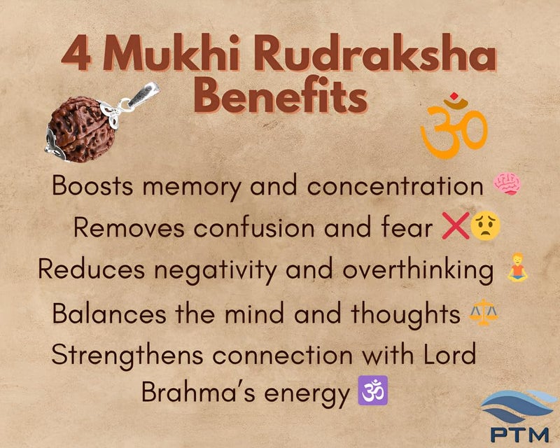 PTM رودراکشا نيبالي أصلي معتمد 1/2/3/4/5/6/7/8/9/10/11/غانش/غوريشانكار بموخى فلكي قلادة فضة استرلينية 925 علامة BIS للرجال والنساء - Image 4