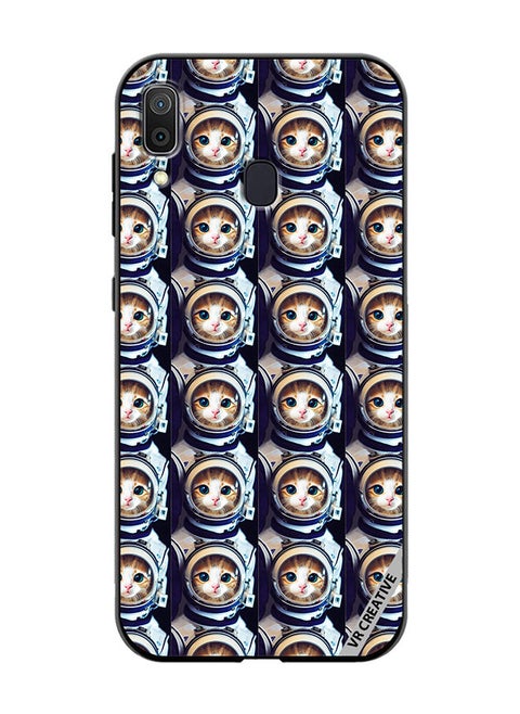 Protective Case Cover For Samsung Galaxy A30 Cat Face Inside Astronauts Helmet Pattern Design Multicolour