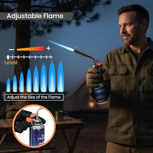 HACER Butane Brazing Blow Torch Single LPG Nozzle with 2 Butane Gas Canisters Multipurpose Heat Gun For Outdoor Use Cooking Copper Pipe Welding Camping Jewelry Repair Work Tool Burner - Image 5