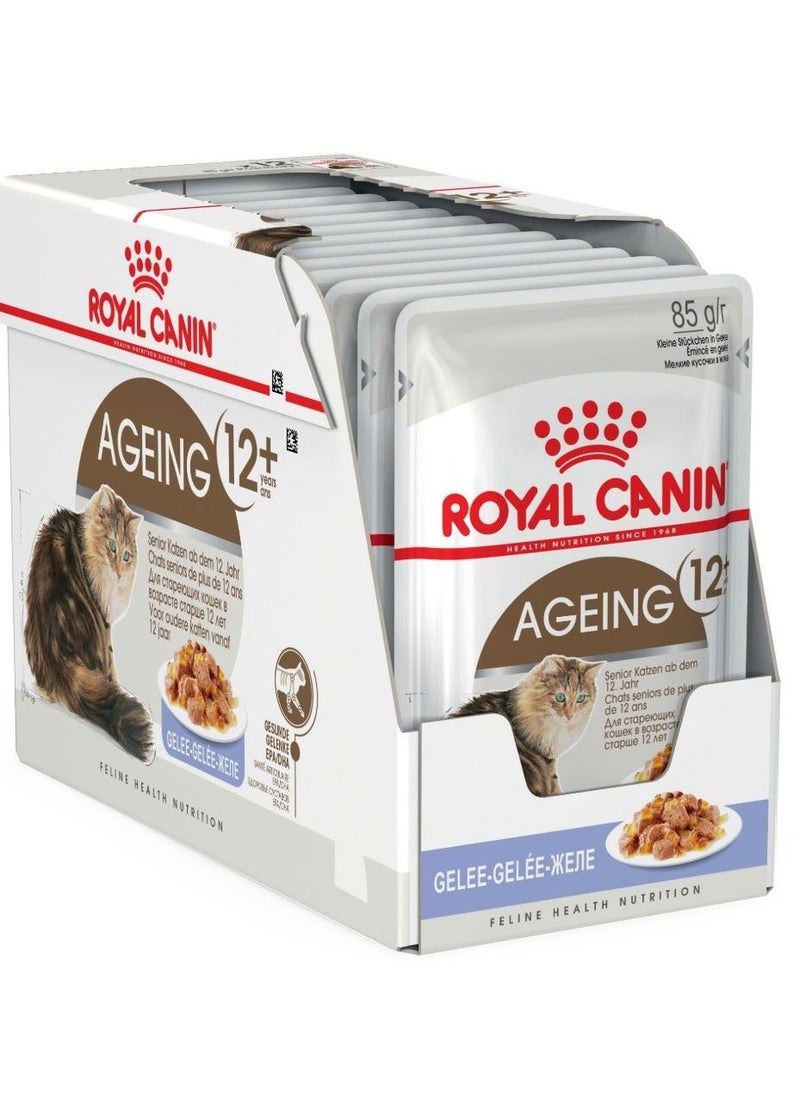 ROYAL CANIN Royal Canin Feline Health Nutrition Aging 12+ Jelly Wet Cat Food Pouches Box 12X85g 