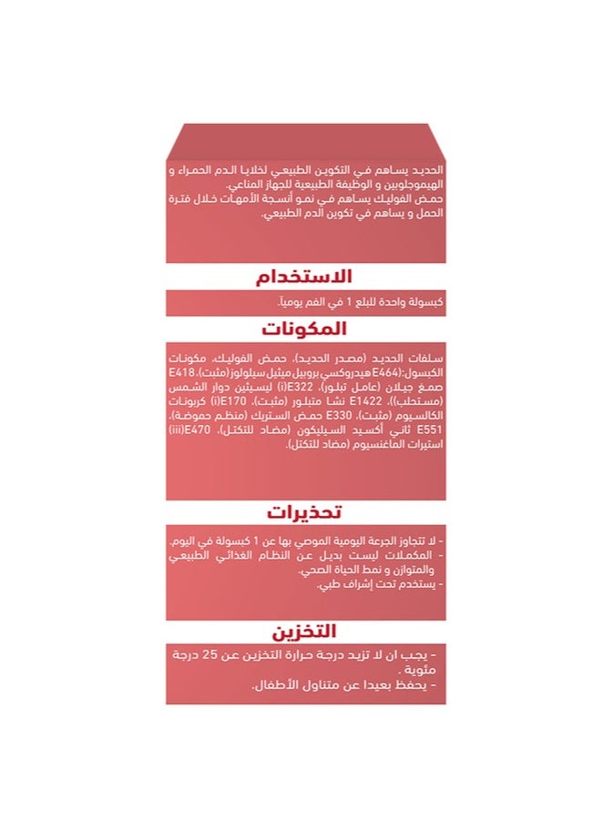 Noor AlQmar Ferrolight Iron Supplement To Treat Anemia And Elevates Heamoglobin Level - 60 Capsules  - Image 3