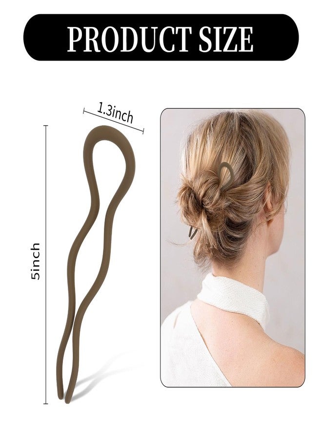 ANBALA French Hair Pins U-Shaped Wavy Design, Matte Finish Plastic Updo Pins for Women, French Twist Bun Clips for Fine/Thick Hair, 6 Pack - Image 2