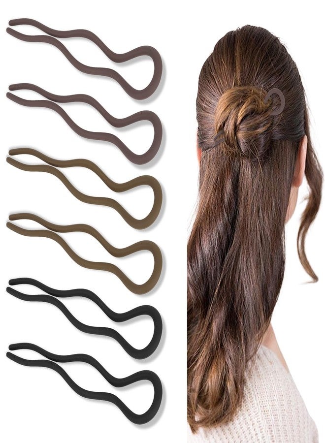 ANBALA French Hair Pins U-Shaped Wavy Design, Matte Finish Plastic Updo Pins for Women, French Twist Bun Clips for Fine/Thick Hair, 6 Pack - Image 1
