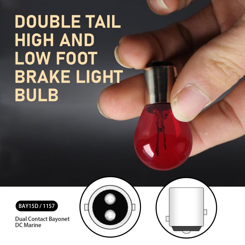 Zikefest 10PCS 1157 Bulb, Tail High and Low Brake Light Bulb, P21/5W S25 2057 2357 7528 BAY15D Light Bulb, Turn Signal Light Bulb Replacement, Universal Halogen Brake Tail Light Parking Light (Red) - Image 4