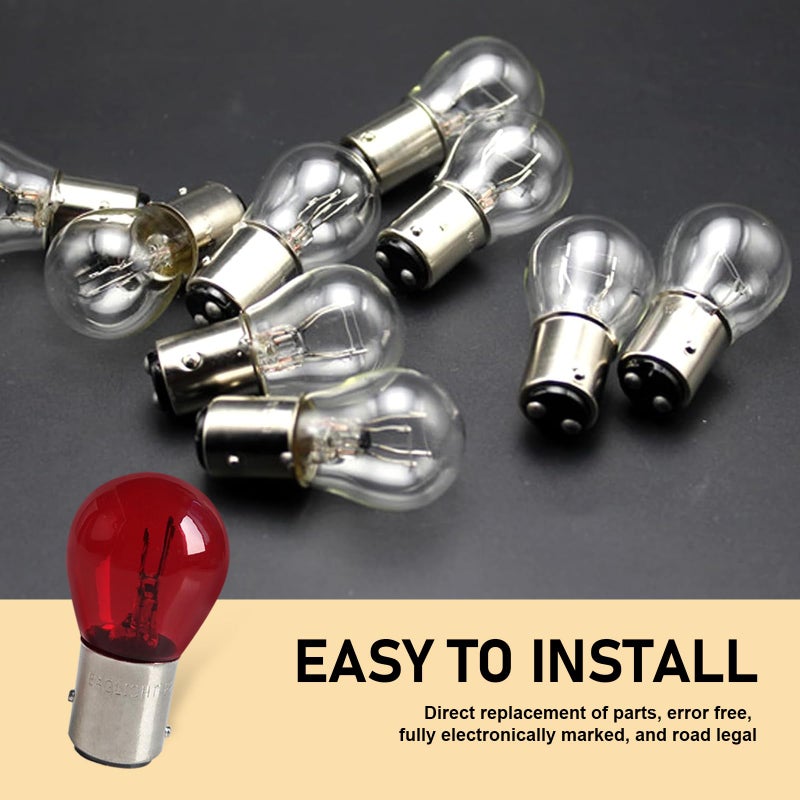 Zikefest 10PCS 1157 Bulb, Tail High and Low Brake Light Bulb, P21/5W S25 2057 2357 7528 BAY15D Light Bulb, Turn Signal Light Bulb Replacement, Universal Halogen Brake Tail Light Parking Light (Red) - Image 5