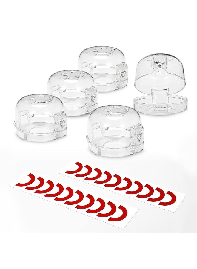 Babepai أغطية مقابض الموقد لسلامة الأطفال 5 عبوات تصميم مزدوج مفاتيح مطور Babepai حجم عالمي أغطية مقابض الغاز للموقد حارس الموقد حماية الأطفال - Image 1