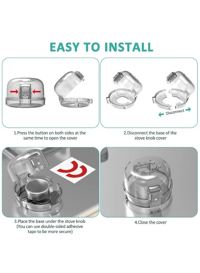 Babepai أغطية مقابض الموقد لسلامة الأطفال 5 عبوات تصميم مزدوج مفاتيح مطور Babepai حجم عالمي أغطية مقابض الغاز للموقد حارس الموقد حماية الأطفال - Image 5