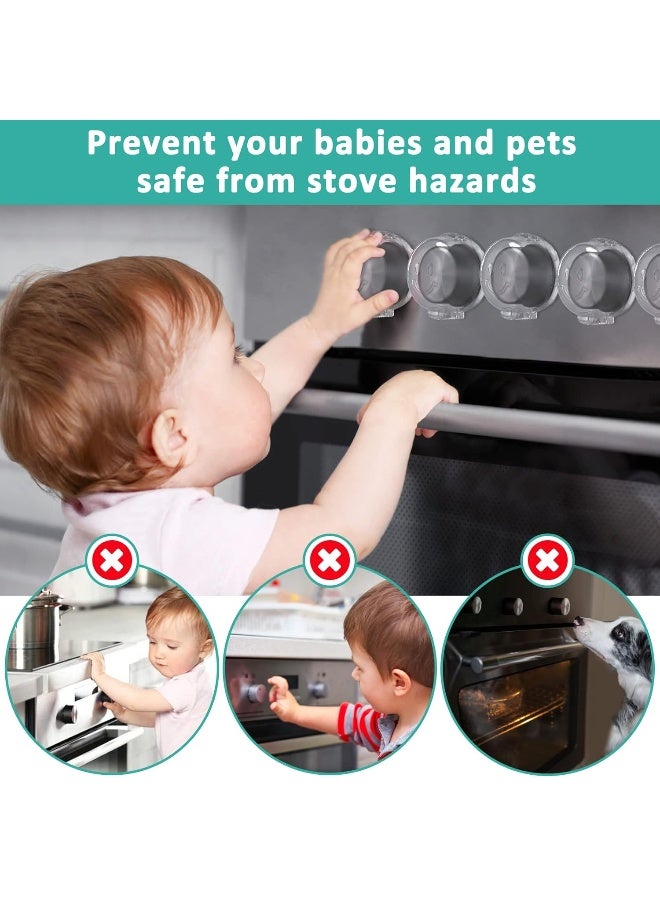 Babepai أغطية مقابض الموقد لسلامة الأطفال 5 عبوات تصميم مزدوج مفاتيح مطور Babepai حجم عالمي أغطية مقابض الغاز للموقد حارس الموقد حماية الأطفال - Image 3