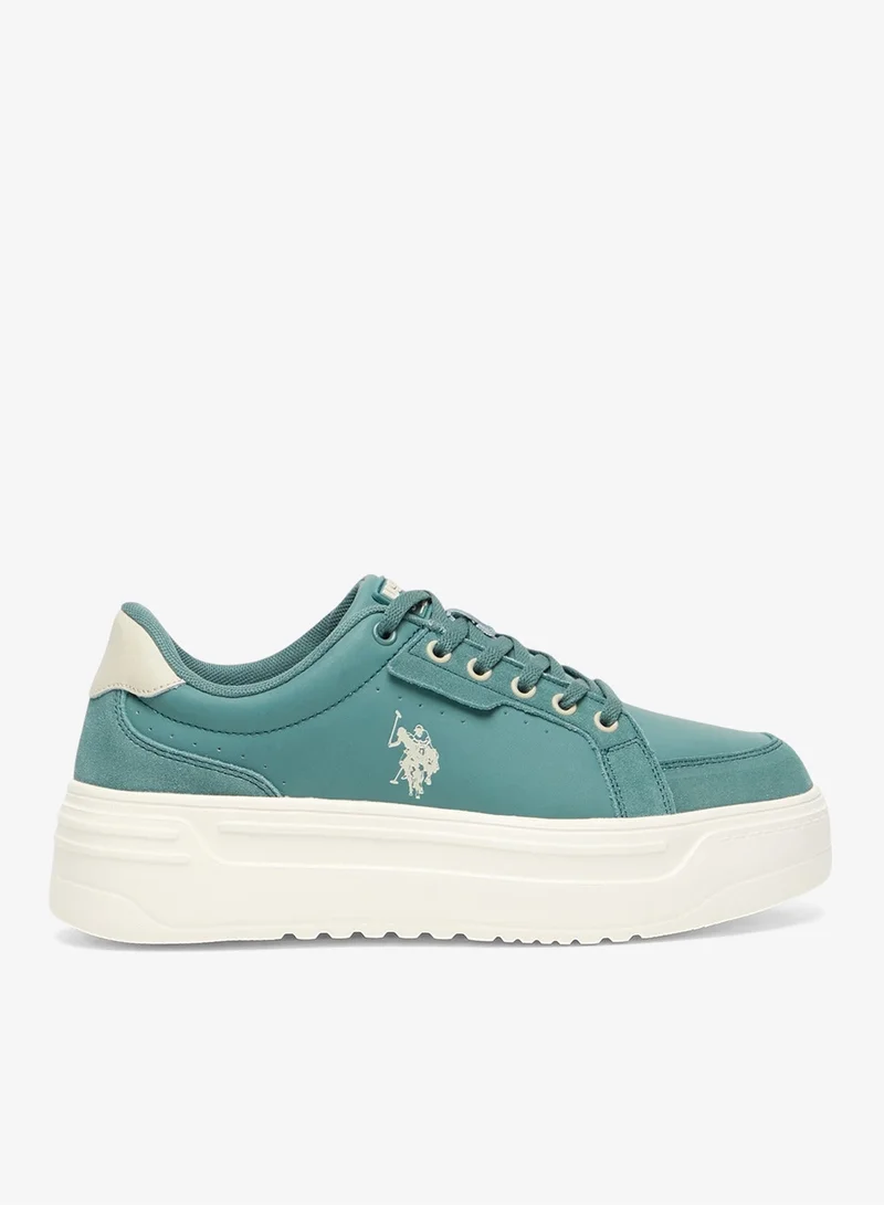 Women's Mint Platform Sneakers - Low-Top Casual Lace-Up Design with Comfort Cushioned Sole for Everyday Wear