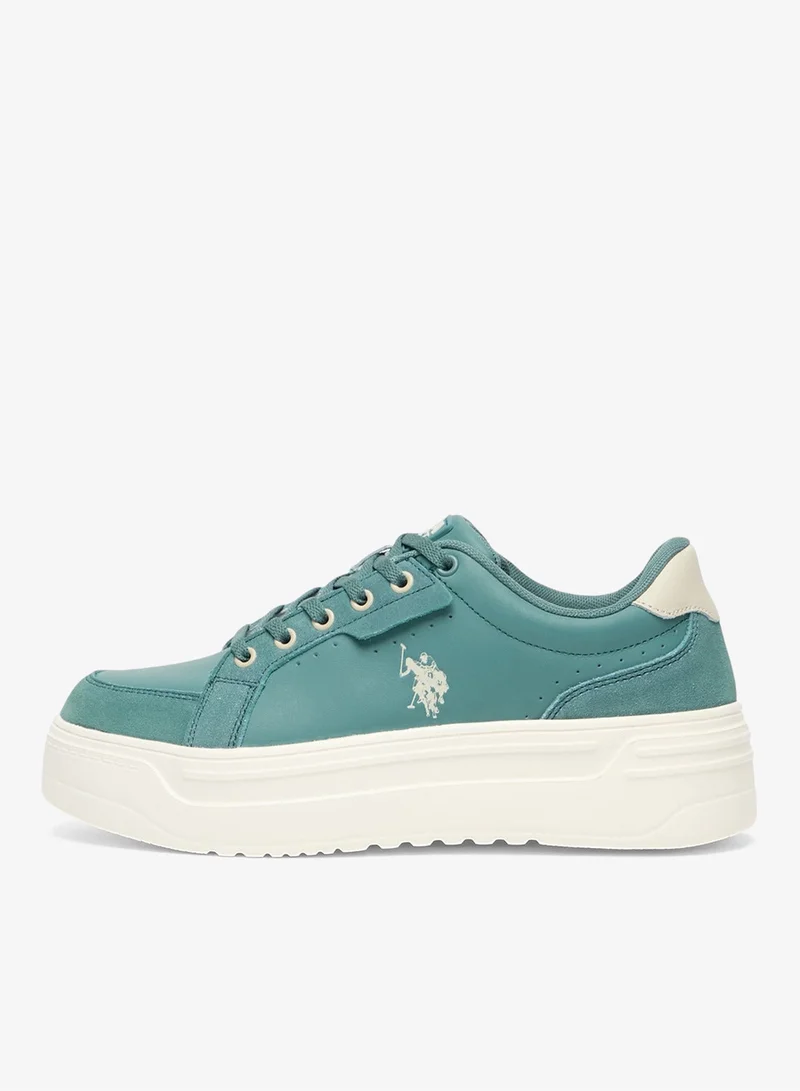 U.S. Polo Assn. Women's Mint Platform Sneakers - Low-Top Casual Lace-Up Design Shoes with Comfort Cushioned Sole for Everyday Wear