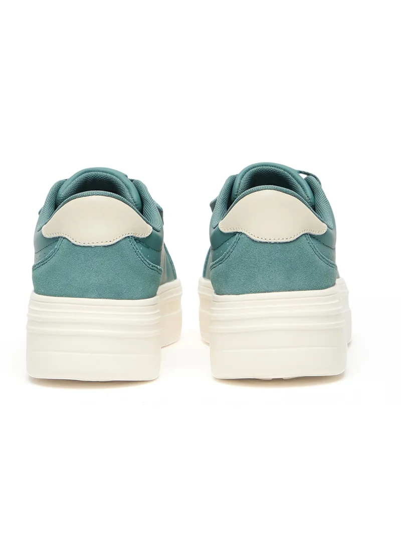 U.S. Polo Assn. Women's Mint Platform Sneakers - Low-Top Casual Lace-Up Design with Comfort Cushioned Sole for Everyday Wear