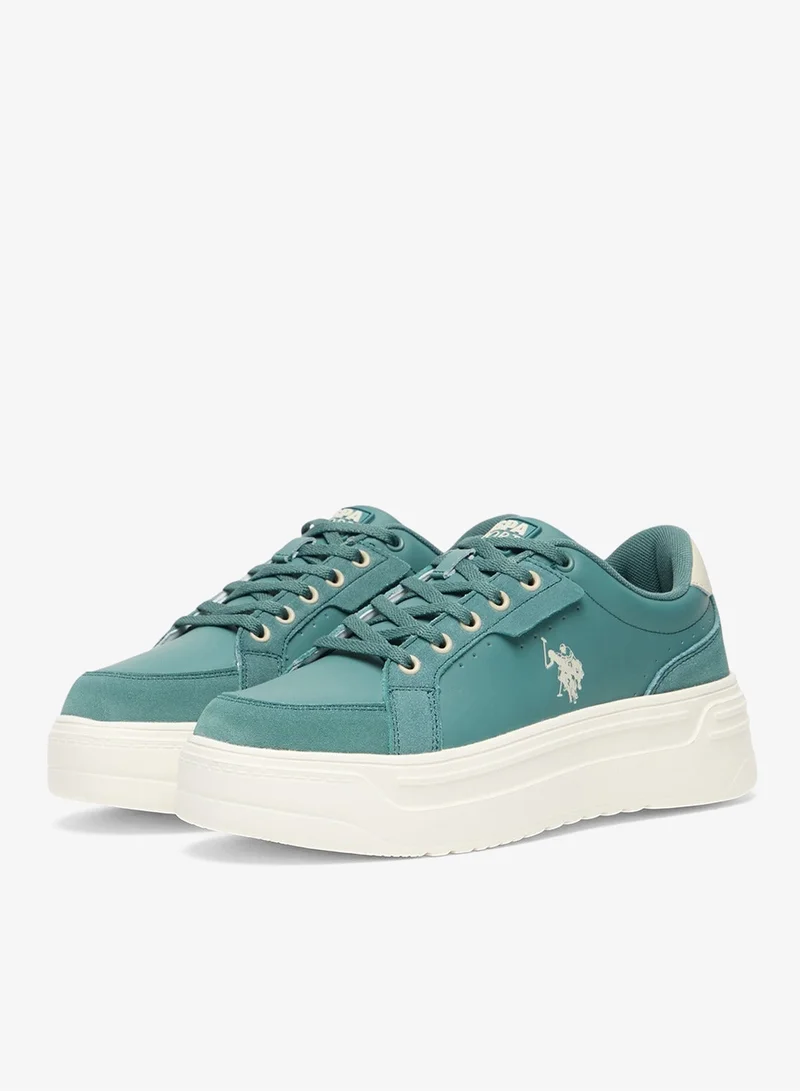 U.S. Polo Assn. Mint Women's Mint Platform Sneakers - Low-Top Casual Lace-Up Design Shoes with Comfort Cushioned Sole for Everyday Wear for Women | Best Price UAE