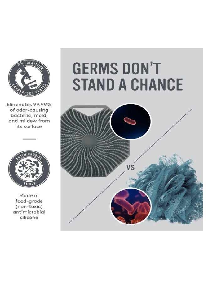 فرشاة حمام رقيقة مضادة للبكتيريا -سيليكون ذو مقبض طويل الحمام غسل لتقشير - Image 4