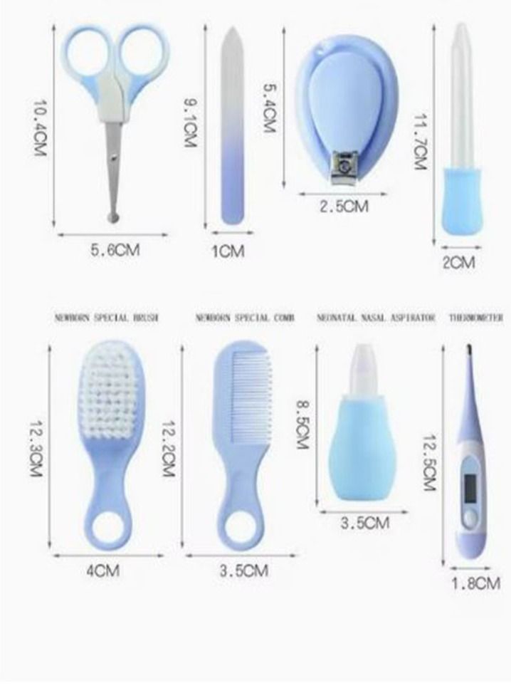 Filly Blue Baby Healthcare and Grooming Kit 8pcs set Hygiene Nail Scissors Clipper Portable Infant Child Tools Sets for Toddler(8- Piece) - Image 2