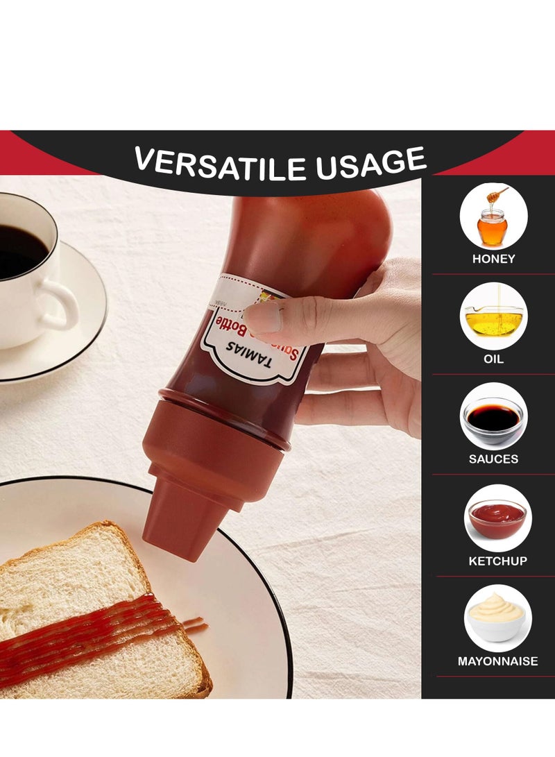 Excefore زجاجات بلاستيكية للضغط للتوابل، زجاجات ضغط للصلصات والسوائل، زجاجات ضغط متعددة الألوان مع 5 فتحات لتوزيع الصلصات بالتساوي، عبوة من 3 قطع - Image 4