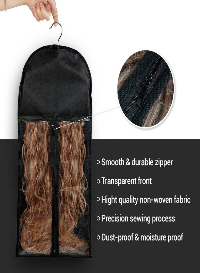 STUDIO LIMITED Wig Holder Hanger with Storage Bag, Dust-Proof & Waterproof Wigs Carrier for Hairpieces & Extensions (Black - 3 Pack) - Image 3