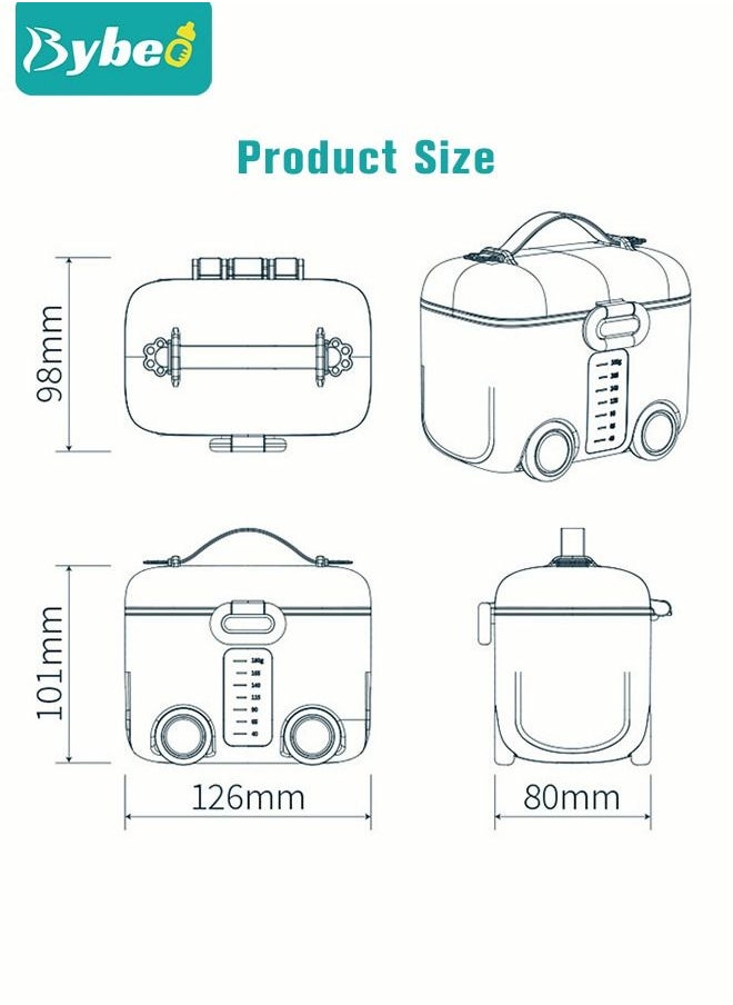 Bybeo - Baby Portable Travel Milk Formula Dispenser Containers Candy Fruit Snack Storage Container with Scoop and Visual scale, BPA Free - Image 1