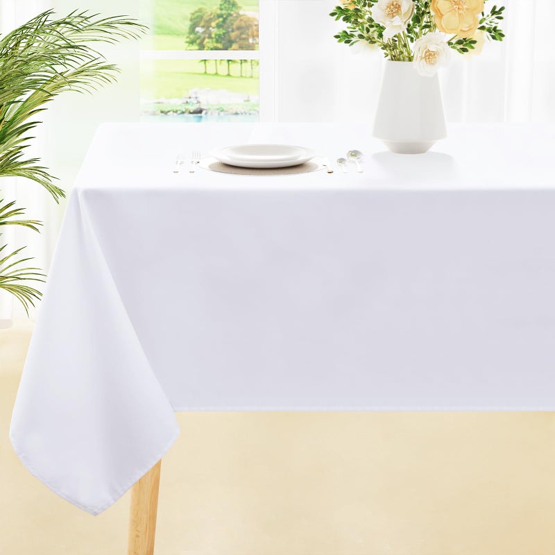 Smiry Rectangle Table Cloth Waterproof AntiScratch Polyester Tablecloth Decorative Washable Fabric Table Cover for Dining Buffet Parties and Outdoor 60x84 White