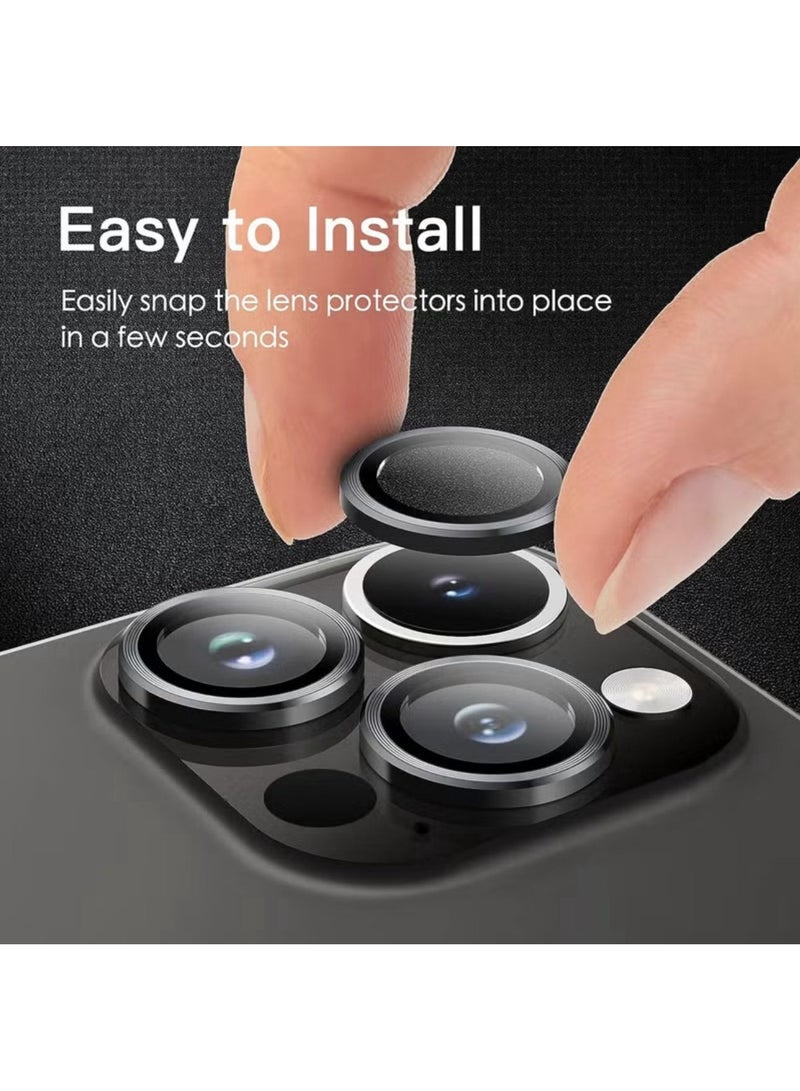 Pama Camera Lens Protectors for iPhone 15 Pro Max/15 Pro, Individual Lens Protectors, Scratch-Resistant Ultra-thin Tempered Glass with Aluminum Edging - Image 3
