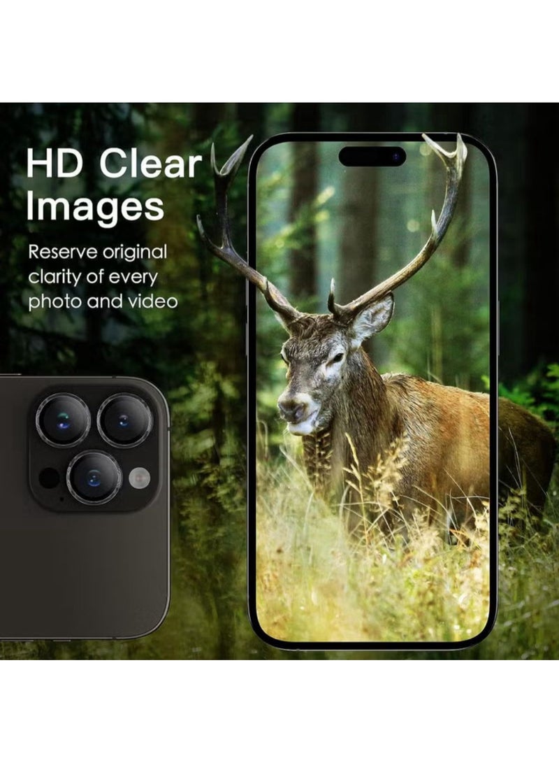 Pama Camera Lens Protectors for iPhone 15 Pro Max/15 Pro, Individual Lens Protectors, Scratch-Resistant Ultra-thin Tempered Glass with Aluminum Edging - Image 4