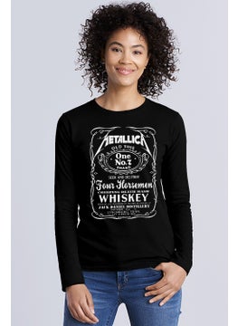 Metallica Jack Logo Crew Neck Black Long Sleeve Combed Cotton Women's T-Shirt