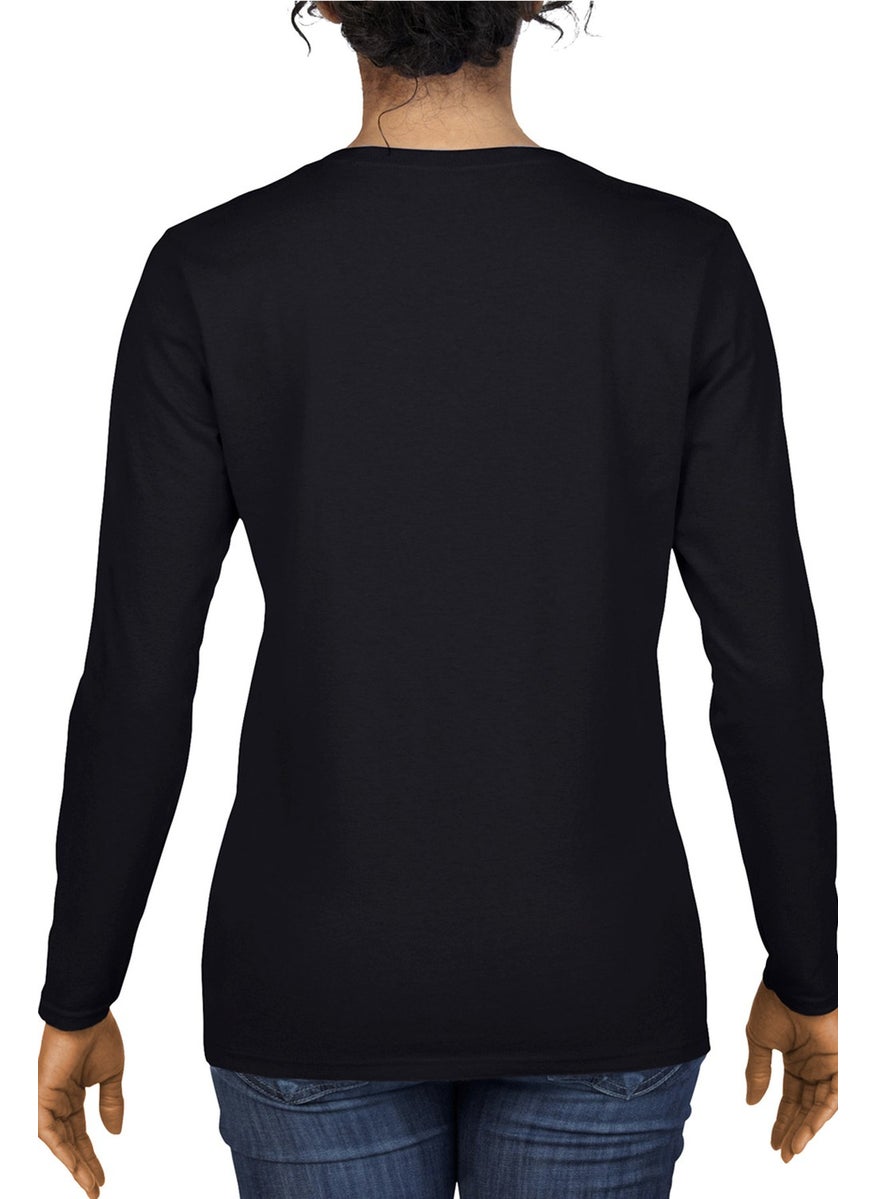 Rock&Roll - Metallica Jack Logo Crew Neck Black Long Sleeve Combed Cotton Women's T-Shirt - Image 1