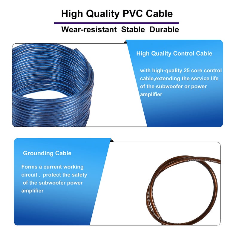 XMSJSIY Car Audio Wiring Kit Amplifier Cable Kit 1500 Watts Car Stereo Subwoofer Installation with Fuse for Car Truck Motorcycle 10 Gauge Amp - Image 5